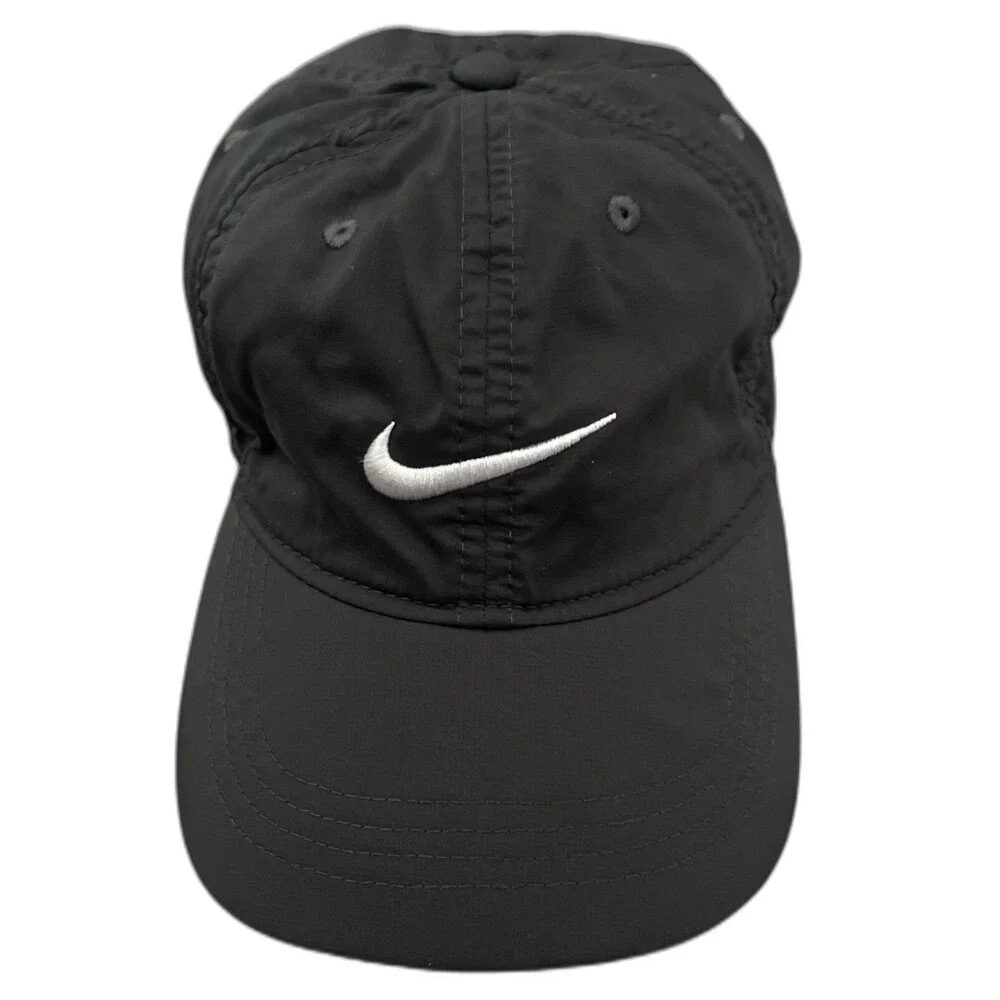 Nike Kids Youth Black Adjustable Baseball Cap Hat One Size Swoosh Logo